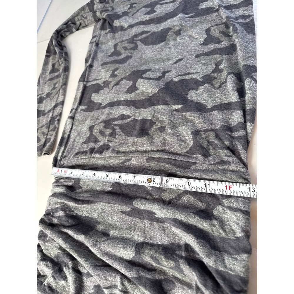MONROW Revolve Women's Camo Long Sleeve Ruched Mini-Midi Dress Work Party Small - Picture 8 of 10